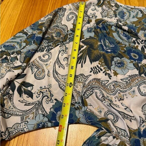 Free People High Plains Paisley Floral Balloon Sleeve V-Neck Mini Dress Small - Picture 10 of 14